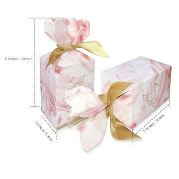 BAUMA AUTO 50Pcs Wedding Party Favor Boxes, Candy Boxes Paper DIY with Gold Ribbons for Wedding Brid...