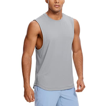 CRZ YOGA Men's Cool-Feeling Sleeveless Gym Shirts Quick Dry Workout Muscle Tank Tops Athletic Runnin...