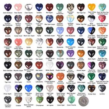 Assorted Gemstone Mini 20mm Puffy Heart Healing Crystal Pocket Stone Rock Collection Box (Pack of 24)