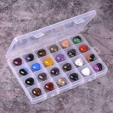 Assorted Gemstone Mini 20mm Puffy Heart Healing Crystal Pocket Stone Rock Collection Box (Pack of 24)