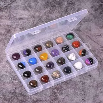Assorted Gemstone Mini 20mm Puffy Heart Healing Crystal Pocket Stone Rock Collection Box (Pack of 24)