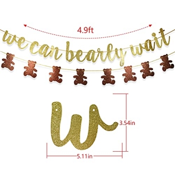 We Can Bearly Wait Glitter Banner for Baby Shower Decorations