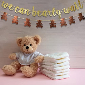 We Can Bearly Wait Glitter Banner for Baby Shower Decorations