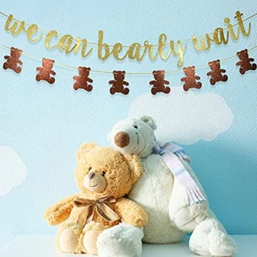 We Can Bearly Wait Glitter Banner for Baby Shower Decorations