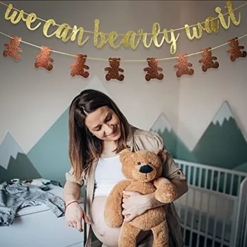 We Can Bearly Wait Glitter Banner for Baby Shower Decorations