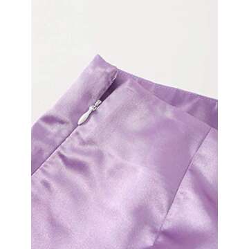 WDIRARA Women's Satin Split Front High Waist Solid Casual Mini Skirt Lilac Purple XL