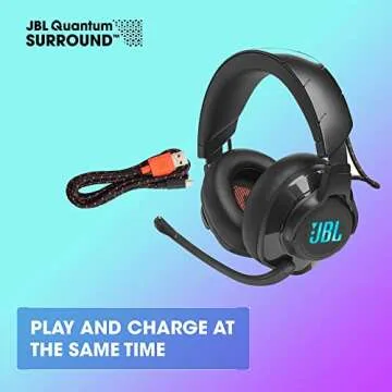 JBL Quantum 610 Wireless - Wireless Over-Ear Gaming Headset, QuantumSURROUND, 2.4GHz Wireless, 40 Hours of Wireless Battery Life, Game-Chat dial, flip-up Boom Microphone (Black)