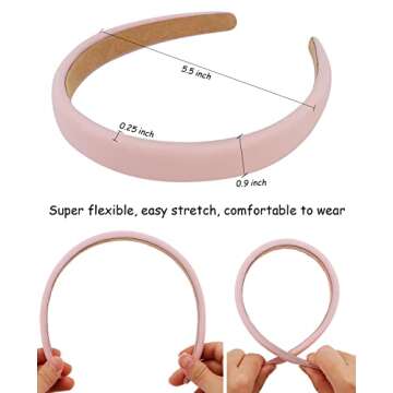 Wecoe Headbands for Women, 4pcs Padded Headbands Non Slip Soft Thick Comfortable Headbands Cute Brown Black Pink White Fall Headband Aesthetic Y2K Halloween Costume Hair Accessories for Women Girls