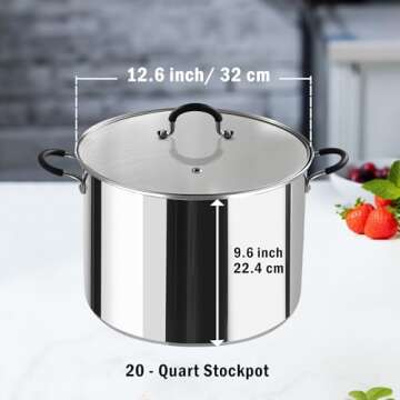 Cook N Home Water Bath Canner with Jar Rack & Glass Lid, Professional Stainless Steel Canning Pot 20...