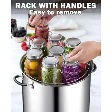 Cook N Home Water Bath Canner with Jar Rack & Glass Lid, Professional Stainless Steel Canning Pot 20 Quart, with Stay-Cool Handles, Multiuse Pot, Induction Capable