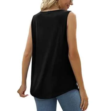 Saloogoe Sleeveless Tops for Women 2025 Trendy Square Neck Tank Tops Summer Outfits Date Beach Vacation Clothes Fashion Black XL