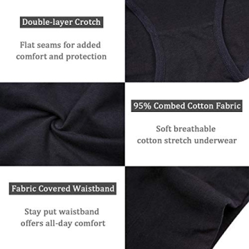 wirarpa Womens Cotton Underwear 4 Pack High Waist Briefs Light Tummy Control Ladies Comfort Stretch Panties Underpants Size XL,Black