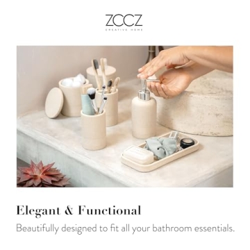 ZCCZ Beige Bathroom Accessory Set – 6 Piece Elegant Organizer
