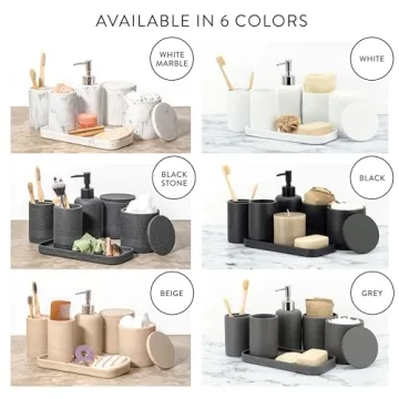 ZCCZ Beige Bathroom Accessory Set – 6 Piece Elegant Organizer