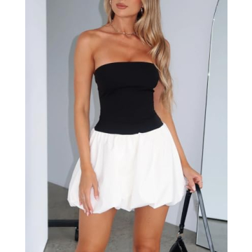 Stylish BAIGRAM Strapless Summer Mini Dress - Trendy Fashion