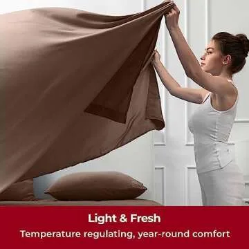 Mellanni Queen Sheets Set - 4 PC Iconic Collection Bedding - Hotel Luxury, Extra Soft, Cooling Bed Sheets - Wrinkle, Fade, Stain Resistant (Queen, Brown)