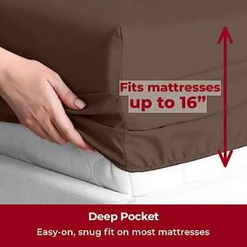 Mellanni Queen Sheets Set - 4 PC Iconic Collection Bedding - Hotel Luxury, Extra Soft, Cooling Bed Sheets - Wrinkle, Fade, Stain Resistant (Queen, Brown)