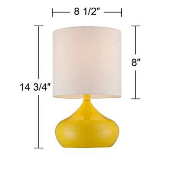 360 Lighting Mid Century Modern Contemporary Mini Accent Lamps 14 3/4" High Set of 2 Canary Yellow Droplet Metal White Drum Shade Decor for Kids Room Bedroom Bedside House Nightstand Home