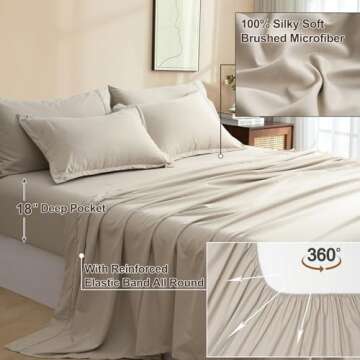 PHF 7 Pieces King Comforter Set, Lightweight Bed in A Bag & 18" Sheet Set for All Season, Ultra Soft Cozy Bedding with Comforter, Sheets, Pillowcases & Shams, Taupe