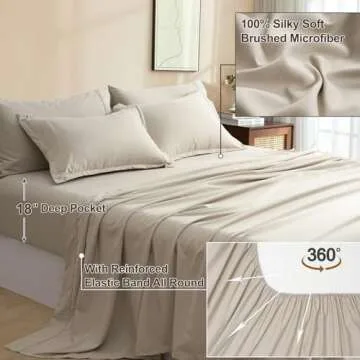 PHF 7 Pieces King Comforter Set, Lightweight Bed in A Bag & 18" Sheet Set for All Season, Ultra Soft Cozy Bedding with Comforter, Sheets, Pillowcases & Shams, Taupe