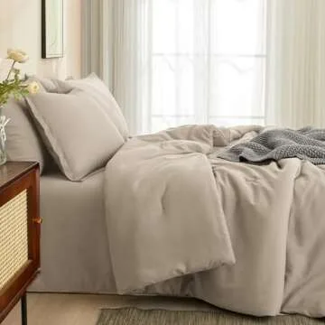 PHF 7 Pieces King Comforter Set, Lightweight Bed in A Bag & 18" Sheet Set for All Season, Ultra Soft Cozy Bedding with Comforter, Sheets, Pillowcases & Shams, Taupe