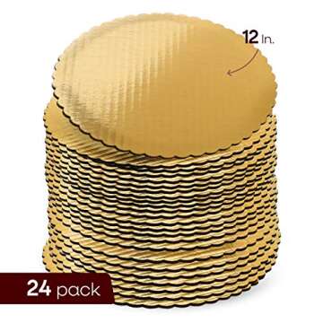 StarMar 12 inch Gold Cake Boards Rounds, [24 Pack] Cake Base, 12-In Circle Cardboard, Disposable 12 ...