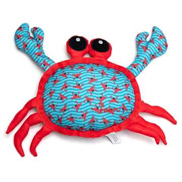 The Worthy Dog Crab Patterned Chew Toy Red/Blue, Fun Fetch Play with Squeaker for Dogs Durable Mater...