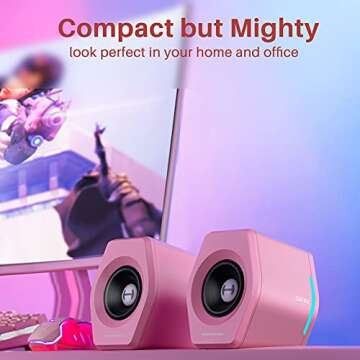 Edifier G2000 32W PC Computer Speakers for Gaming Desktop PC Laptop Mac Computer Woofer Speakers Bluetooth USB 3.5mm AUX Inputs RGB Lights Multimedia Speakers Pink