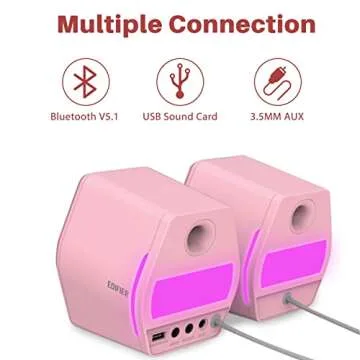 Edifier G2000 32W PC Computer Speakers for Gaming Desktop PC Laptop Mac Computer Woofer Speakers Bluetooth USB 3.5mm AUX Inputs RGB Lights Multimedia Speakers Pink