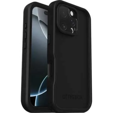 OtterBox iPhone 16 Pro (Only) FRĒ Series Waterproof Case with MagSafe (Designed by LifeProof) - Black, Waterproof, 60% Recycled Plastic, Sleek and Stylish