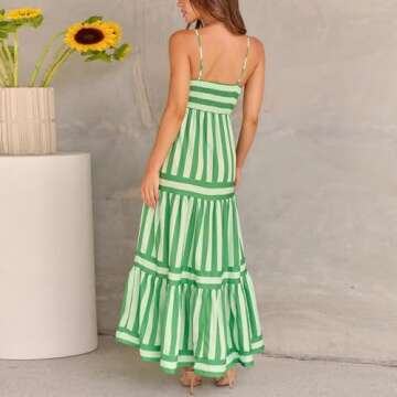 NUFIWI Women Summer Maxi Dress Spaghetti Strap Cutout