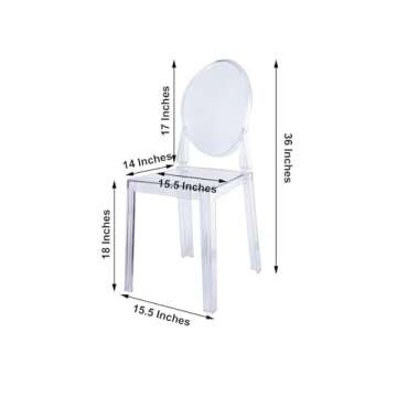 Efavormart Pack of 12 | Clear Transparent Banquet Ghost Chair Armless Stacking Accent Chair with Ova...