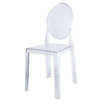 Efavormart Pack of 12 | Clear Transparent Banquet Ghost Chair Armless Stacking Accent Chair with Oval Back Acrylic, Invisible Plastic Construction, Unique Style