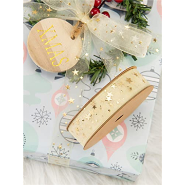 Holijolly Gold Star Sheer Ribbon - 10 Yards of Elegance