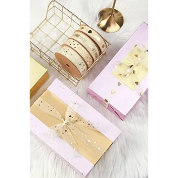 Holijolly Gold Star Sheer Ribbon - 10 Yards of Elegance