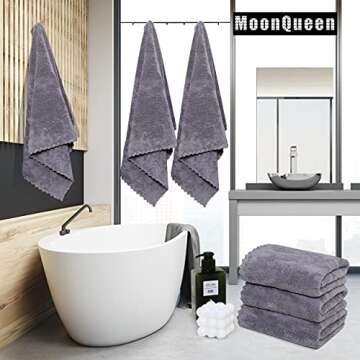 MOONQUEEN 2 Pack Premium Bath Towel Set - Quick Drying - Microfiber Coral Velvet Highly Absorbent To...