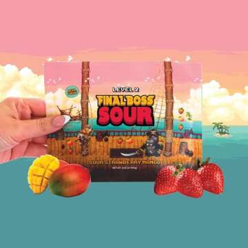 Final Boss Extremely Super Sour Candy, Natural Chewy Dried Strawberry & Mango Gummies Made with Drie...