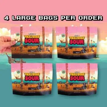 Final Boss Extremely Super Sour Candy, Natural Chewy Dried Strawberry & Mango Gummies Made with Dried Fruit, Dye & Gluten Free, Low Calorie Healthy Snack for Kids & Adults