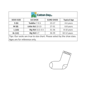 COTTON DAY Kids Athletic Socks with Colorful Stripes 6-8