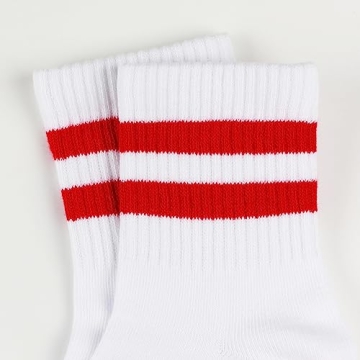 COTTON DAY Kids Athletic Socks with Colorful Stripes 6-8