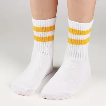 COTTON DAY Kids Athletic Socks with Colorful Stripes 6-8