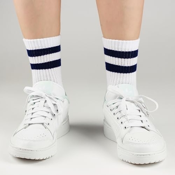 COTTON DAY Kids Athletic Socks with Colorful Stripes 6-8