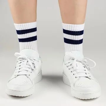 COTTON DAY Kids Athletic Socks with Colorful Stripes 6-8