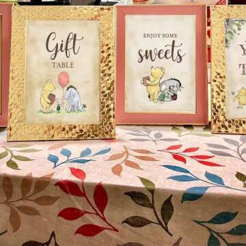 4PCS Winnie Table Sign Centerpieces A Little Yummy for Your Tummy for Baby Shower Decorations Pooh Birthday Decorations Welcome Baby Party Supplies(8x10in)
