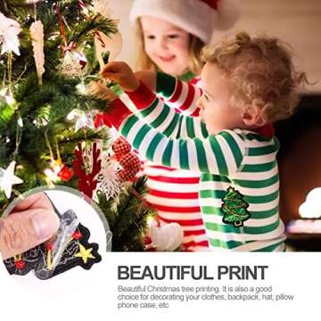 Applique Appliques Embellishments 10pcs Christmas Iron on Patches Sequins Xmas Tree Embroidered Patc...