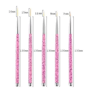 5 Pcs Nail Art Liner Brushes, 20/15/11/9/7mm Professional UV Gel Painting Nail Art Design Brush Pen Set Nail Art Point Drill Drawing Brush Pen Thin Nail Art Brush (Pink Marble)