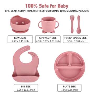 Losecu Silicone Baby Feeding Set|Baby Led Weaning Supplies Set|Suction Baby Plate Bowl Set with Bib ...