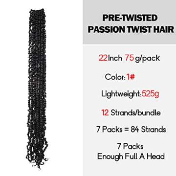 WUDAS 22" Passion Twist Hair - Pre-twisted Crochet Braids