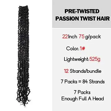 WUDAS 22" Passion Twist Hair - Pre-twisted Crochet Braids