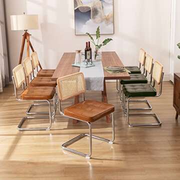 Zesthouse Natural Rattan Dining Chairs Set of 2, Modern Dining Room Chairs with Solid Wood Back for ...